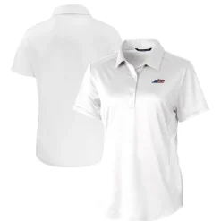 Polos^New York Jets Women's Cutter & Buck White Prospect Eco Textured Stretch Recycled Polo
