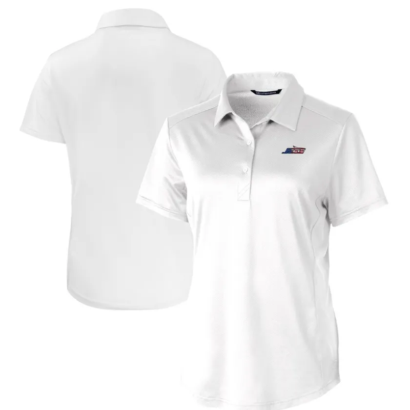 Polos^New York Jets Women's Cutter & Buck White Prospect Eco Textured Stretch Recycled Polo
