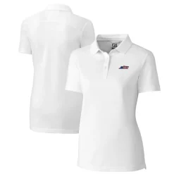 Polos^New York Jets Women's Cutter & Buck White DryTec Advantage Tri-Blend Pique Polo