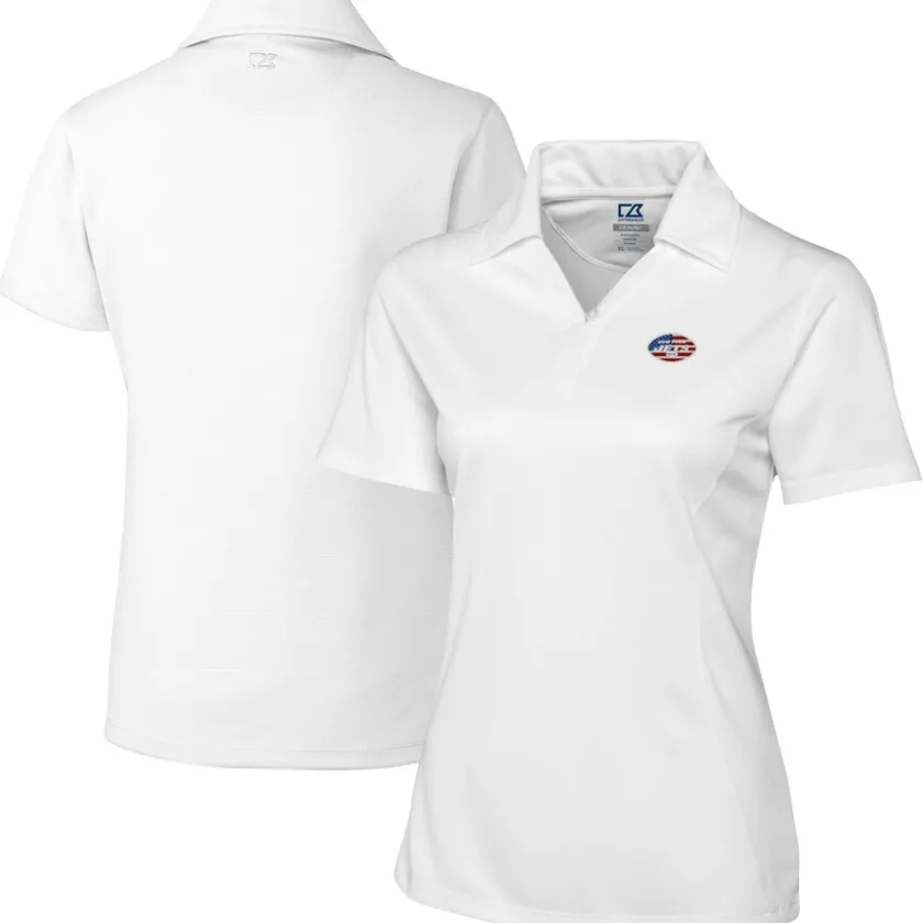 Polos^New York Jets Women's Cutter & Buck White Genre DryTec Textured Polo