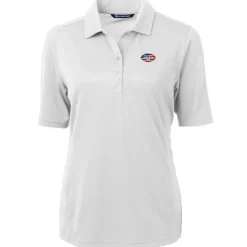 Polos^New York Jets Women's Cutter & Buck White Americana Virtue Eco Pique Recycled Polo