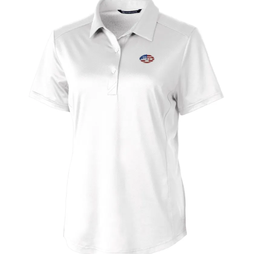 Polos^New York Jets Women's Cutter & Buck White Americana Prospect Textured Stretch Polo