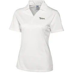 Polos^New York Jets Women's Cutter & Buck White Throwback Logo Genre DryTec Textured Polo