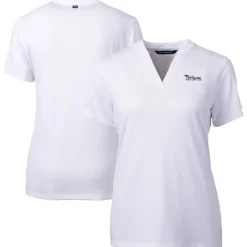 Sweaters & Dress Shirts^New York Jets Women's Cutter & Buck White Throwback Logo Forge Blade V-Neck Polo