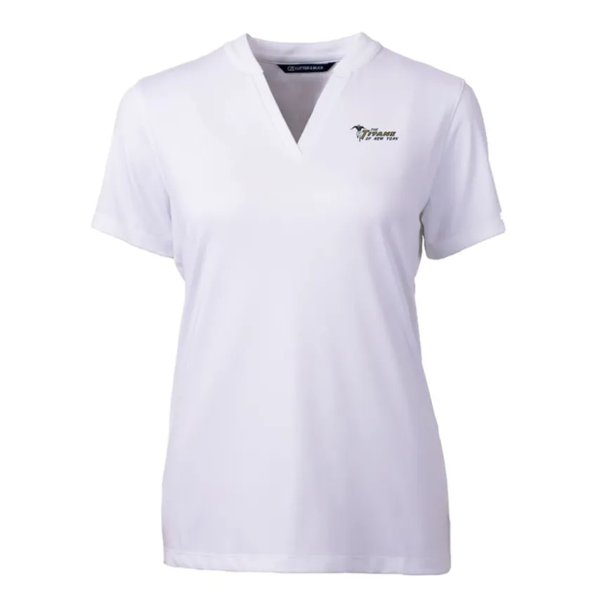Sweaters & Dress Shirts^New York Jets Women's Cutter & Buck White Throwback Logo Forge Blade V-Neck Polo