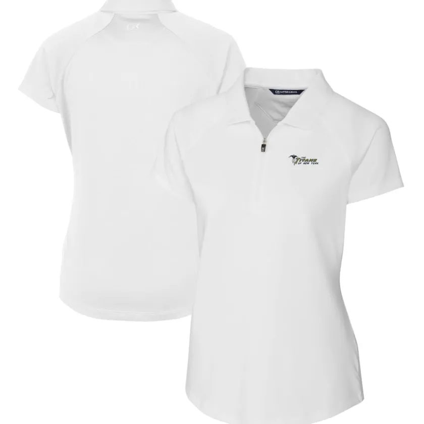 Polos^New York Jets Women's Cutter & Buck White Throwback Logo Forge Stretch Polo