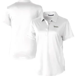 Polos^New York Jets Women's Cutter & Buck White Throwback Logo Prospect Textured Stretch Polo