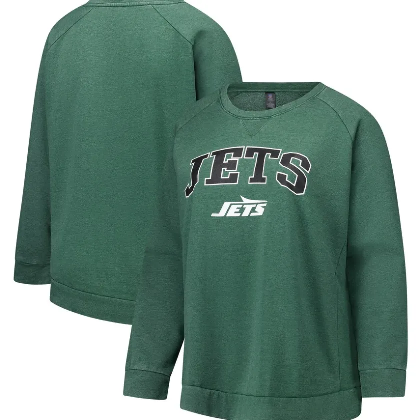 Sweatshirts & Fleece|Women^New York Jets Women's Fanatics Heather Green Acid Wash Raglan Pullover Sweatshirt
