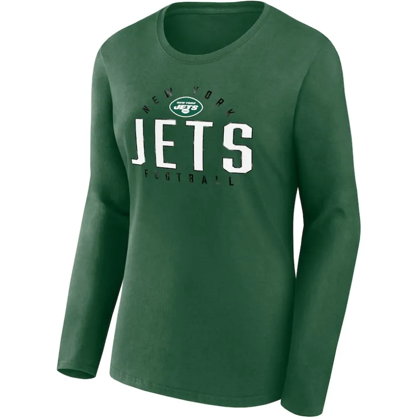 Plus Sizes^New York Jets Women's Fanatics Green Plus Size Foiled Play Long Sleeve T-Shirt