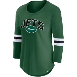 T-Shirts|Women^New York Jets Women's Fanatics Green First Team Arch Logo 3/4 Sleeve T-Shirt
