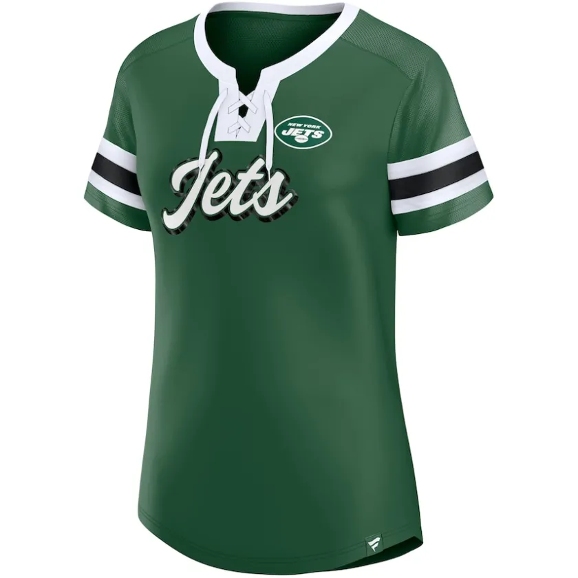 T-Shirts|Women^New York Jets Women's Fanatics Green Original State Lace-Up T-Shirt