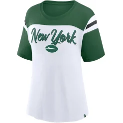 T-Shirts|Women^New York Jets Women's Fanatics White/Green Cheer Chant Fashion Crop Top