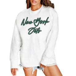 Jackets^New York Jets Women's Gameday Couture White Classic Comeback Oversized Long Sleeve T-Shirt
