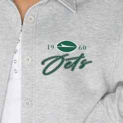 Sweaters & Dress Shirts^New York Jets Women's Gameday Couture Ash Full-Button Long Sleeve Overshirt