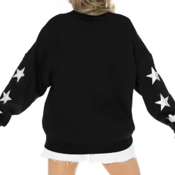 Jackets|Sweatshirts & Fleece^New York Jets Women's Gameday Couture Black Rhinestone Star Sleeve Settle The Score Tri-Blend Pullover