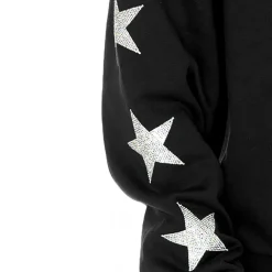 Jackets|Sweatshirts & Fleece^New York Jets Women's Gameday Couture Black Rhinestone Star Sleeve Settle The Score Tri-Blend Pullover