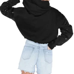 Jackets^New York Jets Women's Gameday Couture Black Like A Star Scrunch Waist Pullover Hoodie