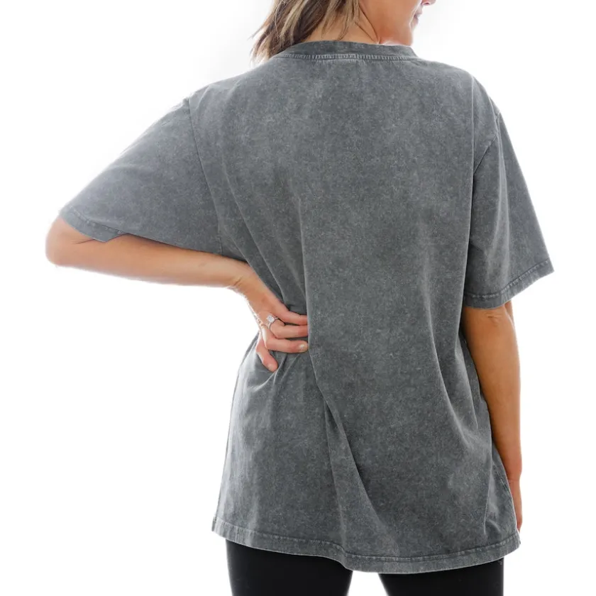 T-Shirts|Women^New York Jets Women's Gameday Couture Gray Tackle Titan Relaxed Fit T-Shirt