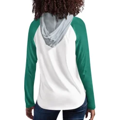 T-Shirts|Women^New York Jets Women's G-III 4Her By Carl Banks White MVP Raglan Hooded Long Sleeve T-Shirt