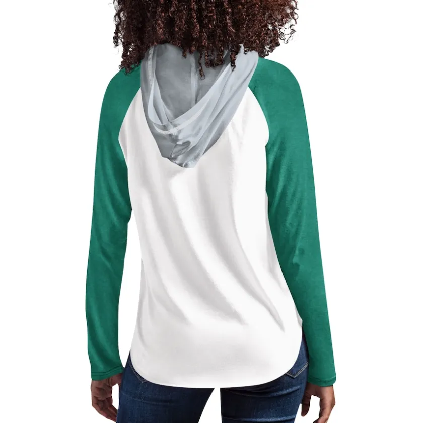 T-Shirts|Women^New York Jets Women's G-III 4Her By Carl Banks White MVP Raglan Hooded Long Sleeve T-Shirt