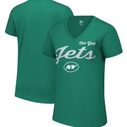 T-Shirts|Women^New York Jets Women's G-III 4Her By Carl Banks Green Post Season V-Neck T-Shirt