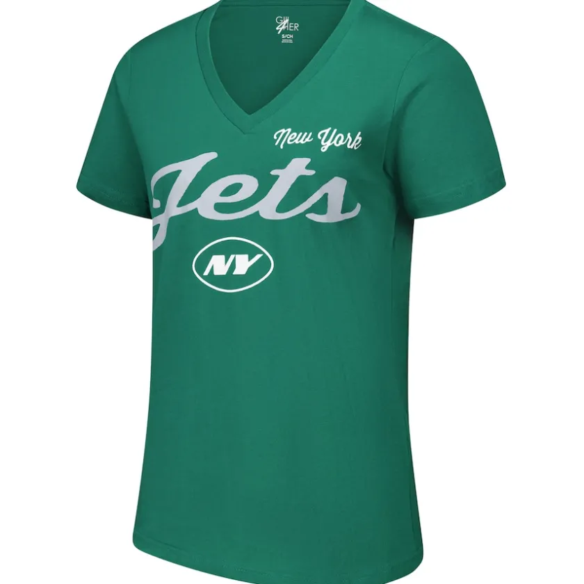 T-Shirts|Women^New York Jets Women's G-III 4Her By Carl Banks Green Post Season V-Neck T-Shirt