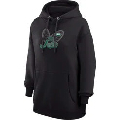 Jackets^New York Jets Women's G-III 4Her By Carl Banks Black Animal Print Heart Team Graphic Fleece Tri-Blend Pullover Hoodie