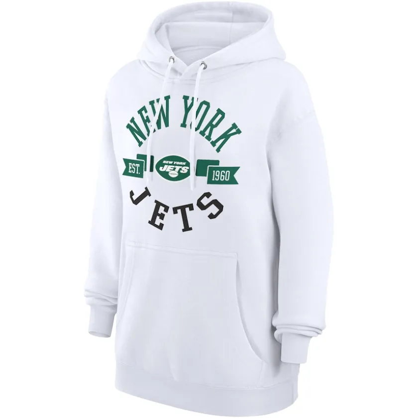 Jackets^New York Jets Women's G-III 4Her By Carl Banks White Large Round Team Graphic Fleece Pullover Hoodie