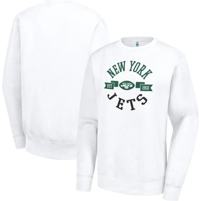 Sweatshirts & Fleece|Women^New York Jets Women's G-III 4Her By Carl Banks White Large Round Team Graphic Fleece Pullover Sweatshirt