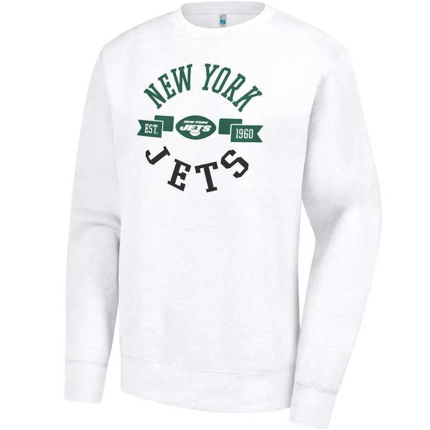 Sweatshirts & Fleece|Women^New York Jets Women's G-III 4Her By Carl Banks White Large Round Team Graphic Fleece Pullover Sweatshirt
