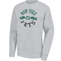 Sweatshirts & Fleece|Women^New York Jets Women's G-III 4Her By Carl Banks Heather Gray Large Round Team Graphic Fleece Pullover Sweatshirt