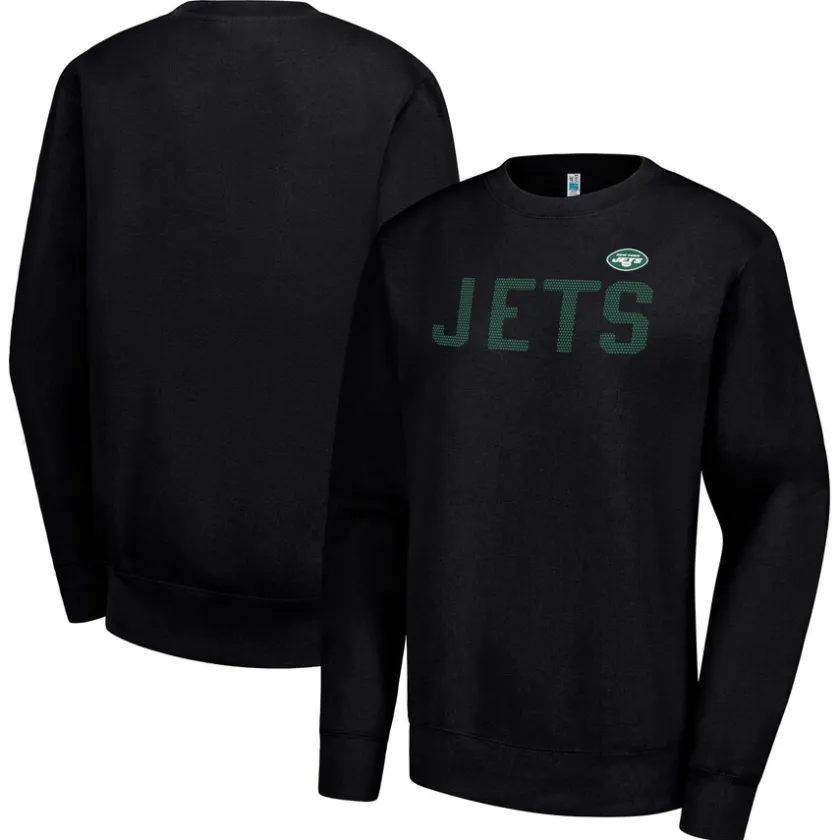 Jackets|Sweatshirts & Fleece^New York Jets Women's G-III 4Her By Carl Banks Black Dot Print Fleece Pullover Sweatshirt