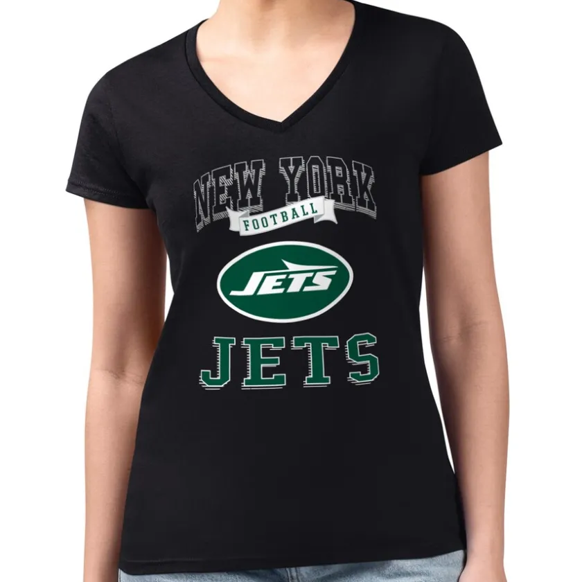 T-Shirts|Women^New York Jets Women's G-III 4Her By Carl Banks Black Team Fitted V-Neck T-Shirt
