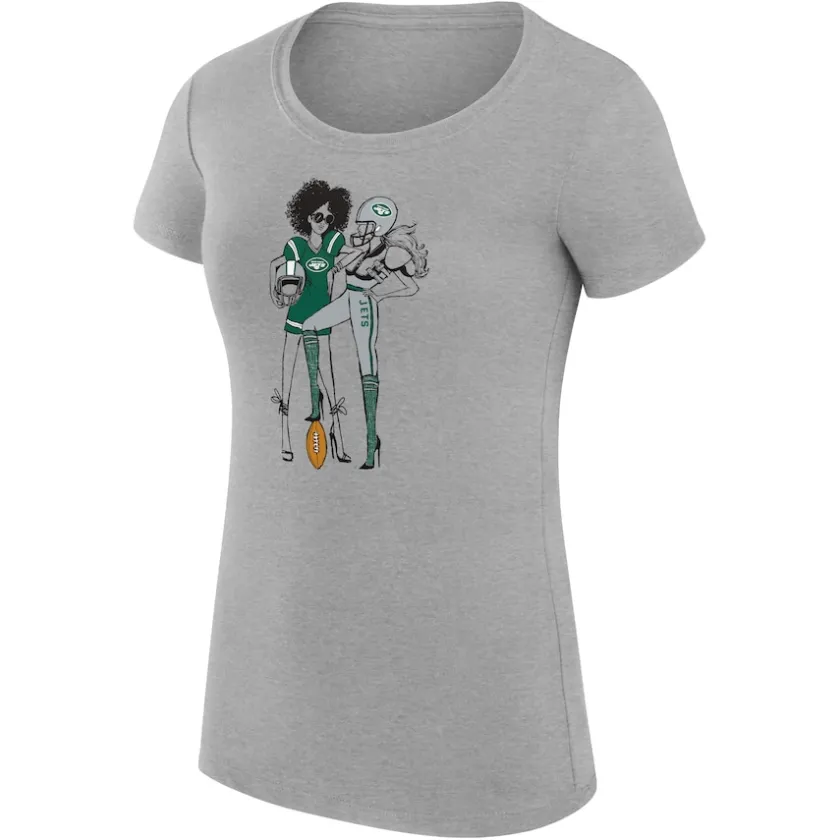Jackets^New York Jets Women's G-III 4Her By Carl Banks Heather Gray Football Girls Fitted T-Shirt
