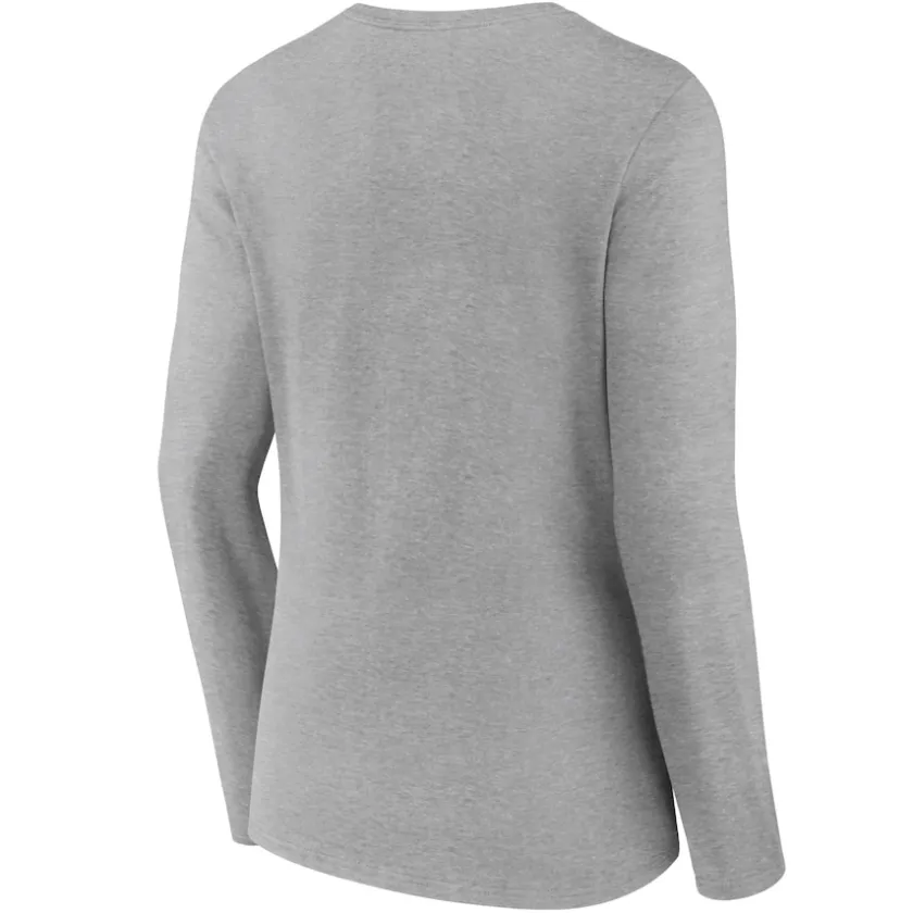 T-Shirts|Women^New York Jets Women's Heather Gray Logo Team Lockup Long Sleeve V-Neck T-Shirt