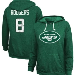 Sweatshirts & Fleece|Women^New York Jets Women's Majestic Threads Aaron Rodgers Green Name & Number Tri-Blend Pullover Hoodie
