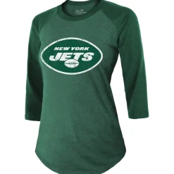T-Shirts|Women^New York Jets Women's Majestic Threads Ahmad Sauce Gardner Green Player Name & Number Tri-Blend 3/4-Sleeve Fitted T-Shirt