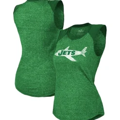 Tank Tops^New York Jets Women's Majestic Threads Kelly Green Retro Tri-Blend Raglan Muscle Tank Top