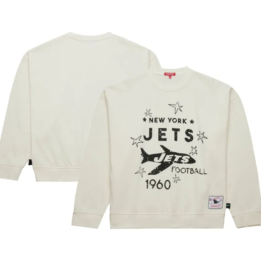 Sweatshirts & Fleece|Women^New York Jets Women's Mitchell & Ness Cream Throwback Logo 3.0 Pullover Sweatshirt