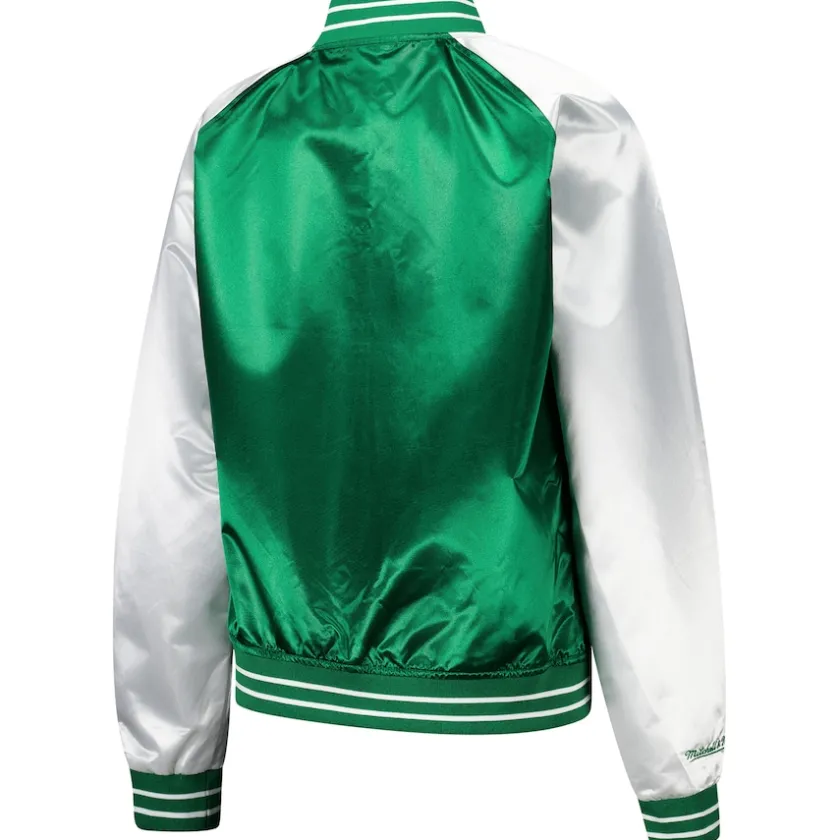 Jackets^New York Jets Women's Mitchell & Ness Green Team 2.0 Satin Raglan Full-Snap Jacket