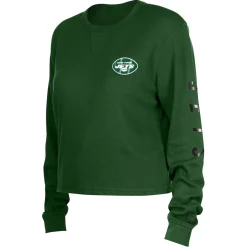 Long Sleeved^New York Jets Women's New Era Green Thermal Crop Long Sleeve T-Shirt
