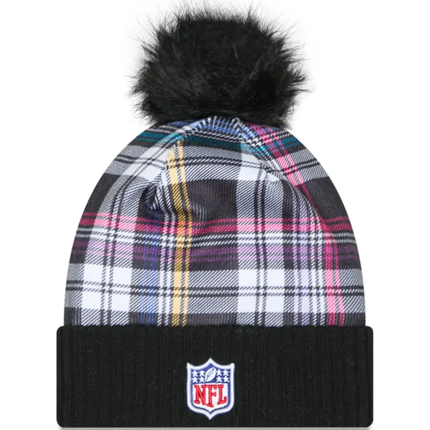 Hats|Women^New York Jets Women's New Era Black 2024 NFL Crucial Catch Cuffed Knit Hat With Pom