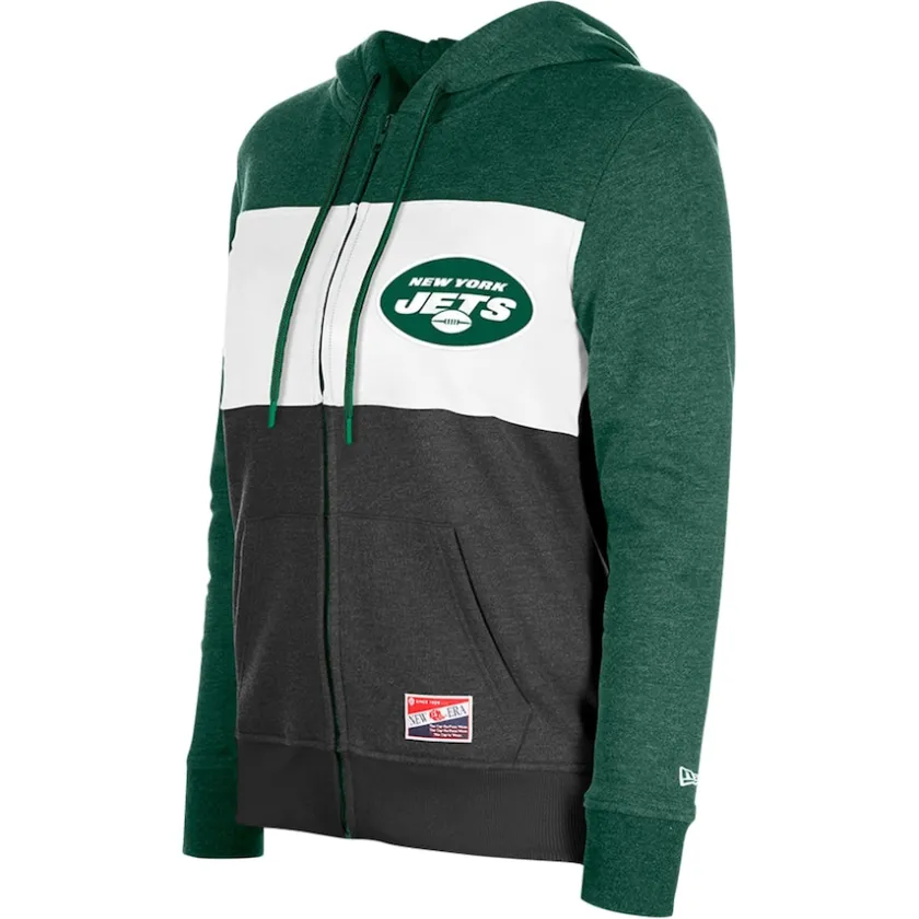 Sweatshirts & Fleece|Women^New York Jets Women's New Era Green Color-Block Full-Zip Hoodie