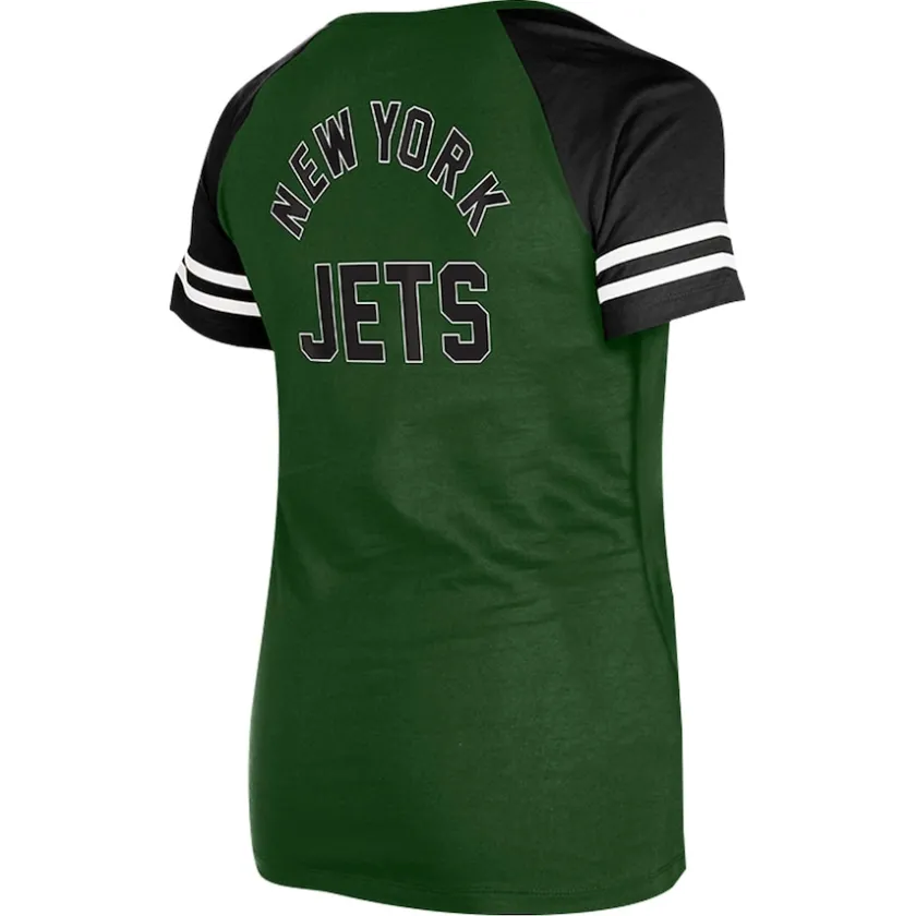 T-Shirts|Women^New York Jets Women's New Era Green Lace-Up Raglan T-Shirt