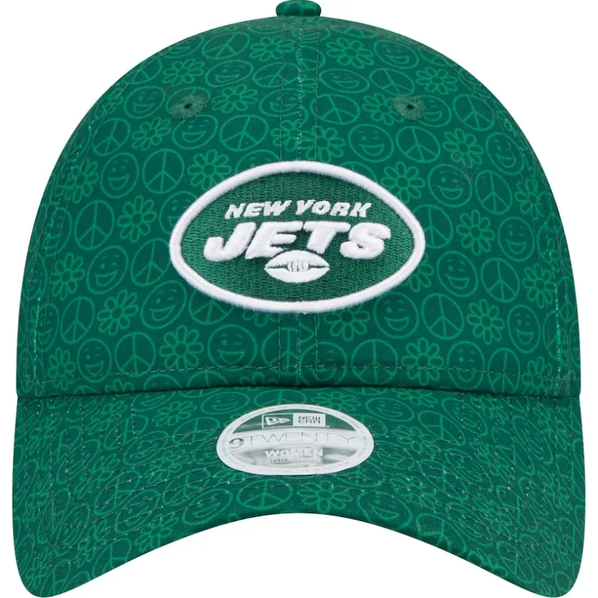 Hats|Women^New York Jets Women's New Era Green Smiley 9TWENTY Adjustable Hat