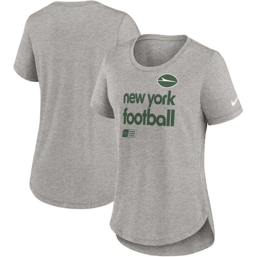 T-Shirts|Women^New York Jets Women's Nike Heather Gray Fashion Tri-Blend T-Shirt