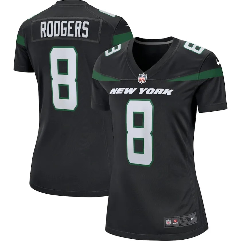 Jerseys|Women^New York Jets Women's Nike Aaron Rodgers Black Player Jersey