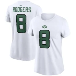 T-Shirts|Women^New York Jets Women's Nike Aaron Rodgers White Player Name & Number T-Shirt