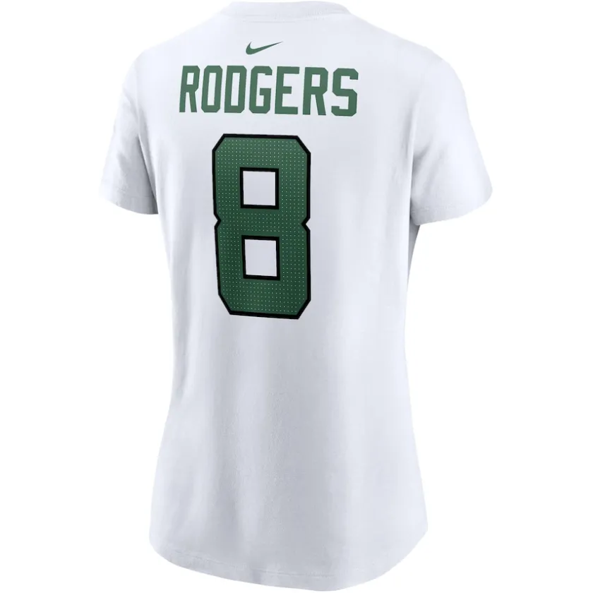 T-Shirts|Women^New York Jets Women's Nike Aaron Rodgers White Player Name & Number T-Shirt