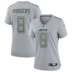 Jerseys|Women^New York Jets Women's Nike Aaron Rodgers Heather Gray Atmosphere Fashion Game Jersey